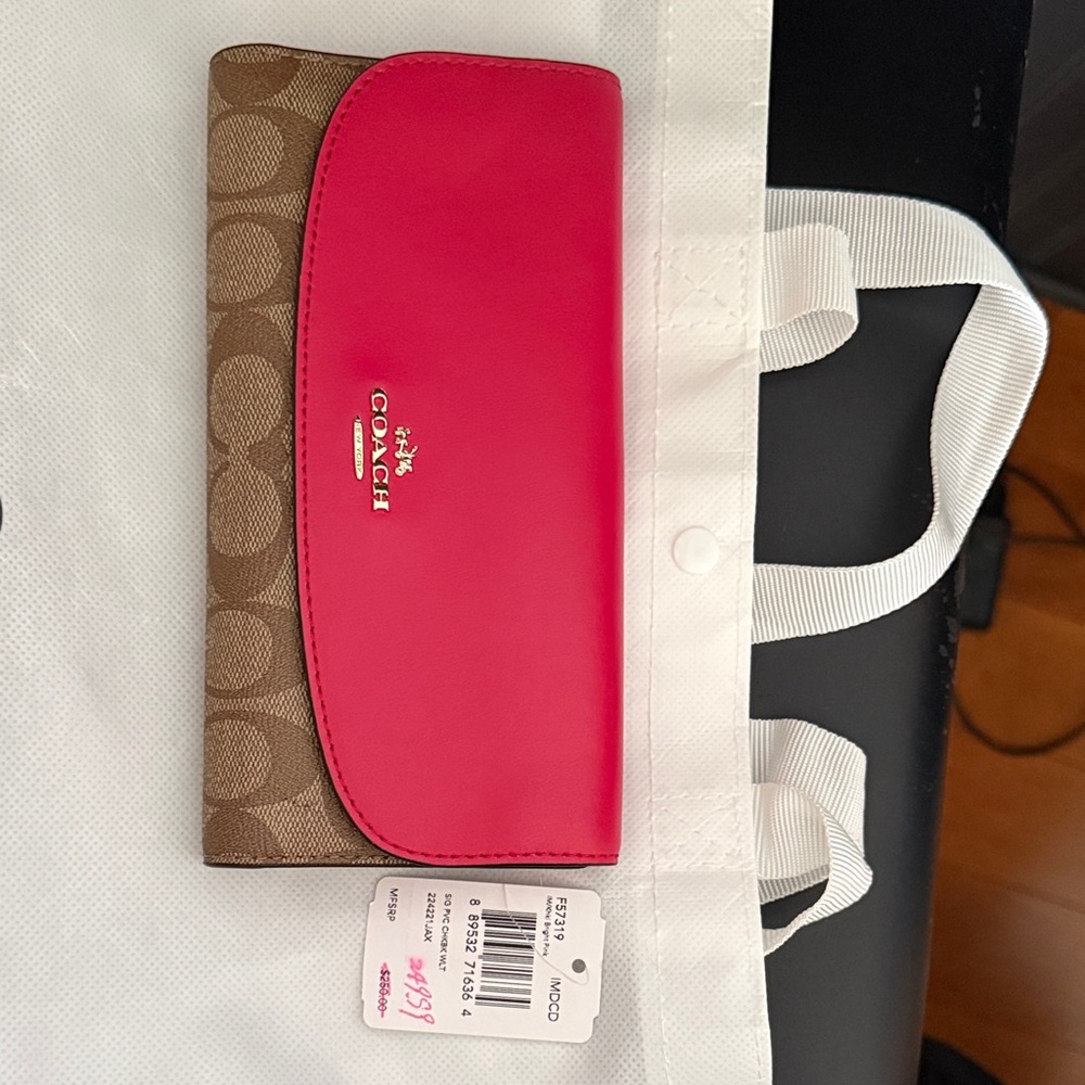 Coach Fuchsia and Tan Wallet